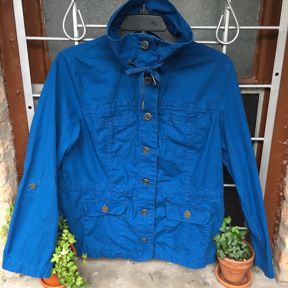 Coldwater Creek blue cotton lightweight jacket 14